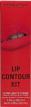 Makeup Revolution Lip Contour Kit Sassy Red (Flüssiger Lippenstift 3ml + Lippenkonturenstift 0.8g) - Lippenset — Bild N1