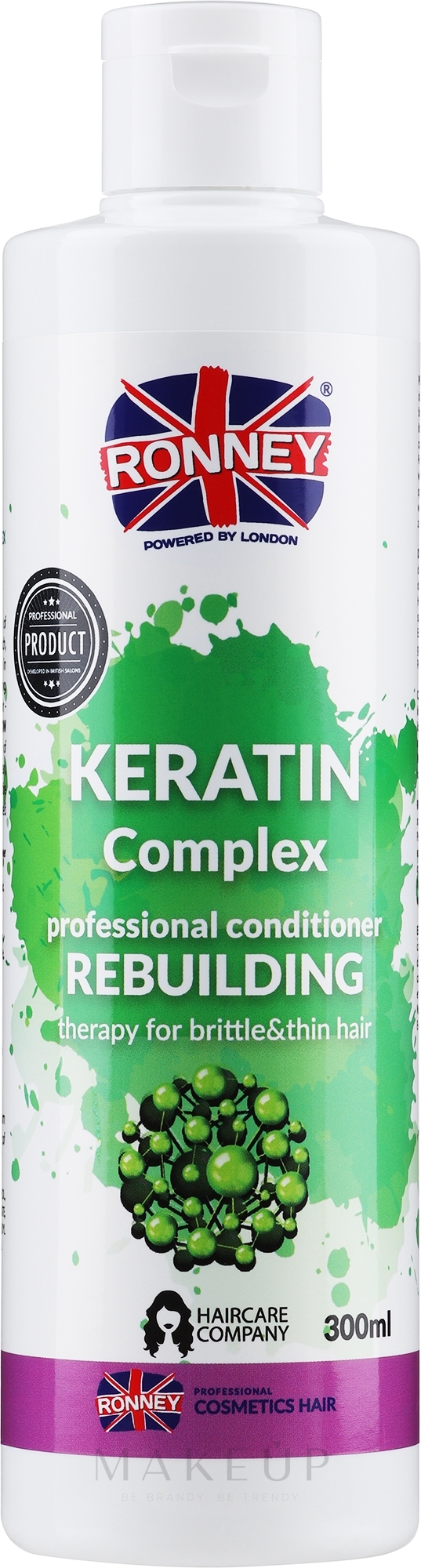 Regenerierende Haarspülung mit Keratin für sprödes und dünnes Haar - Ronney Professional Keratin Complex Rebuilding Conditioner — Bild 300 ml