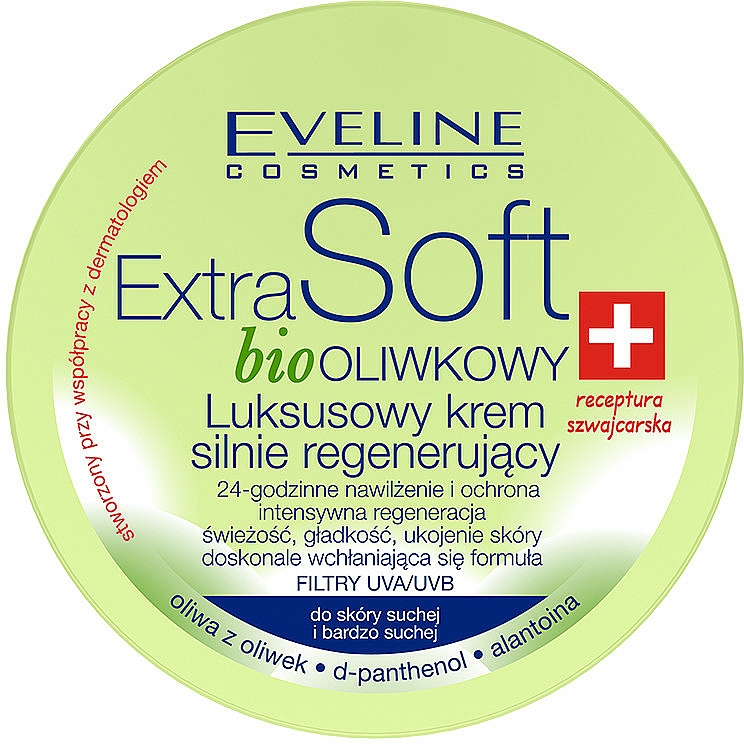 Intensiv regenerierende Körpercreme für trockene Haut mit Olivenextrakt, D-Panthenol und Allantoin - Eveline Cosmetics Extra Soft Bio 