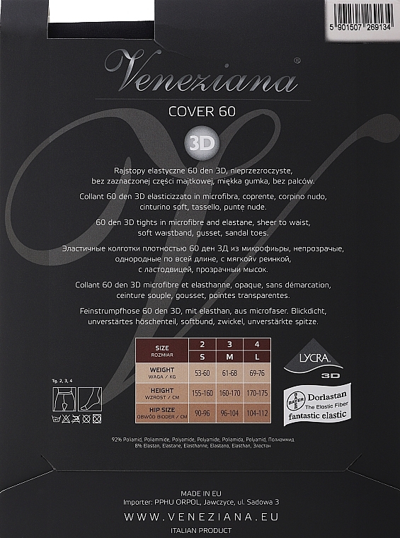 Strumpfhose für Damen Cover 3D 60 Den nero - Veneziana — Bild N2