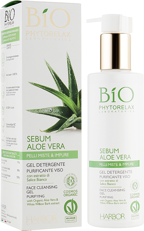 Gesichtsreinigungsgel mit Aloe Vera - Phytorelax Laboratories Bio Phytorelax Sebum Aloe Vera Face Cleansing Gel Purifying — Bild N1