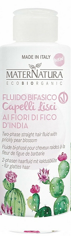 2-Pfhasen-Haarfluid mit Kaktusblüte für glattes Haar - MaterNatura Two-Phase Straight Hair Fluid — Bild N1