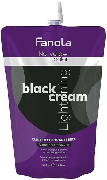 Aufhellende schwarze Creme mit Silbereffekt für alle Haartypen - Fanola No Yellow Black Cream Lightener — Bild N1