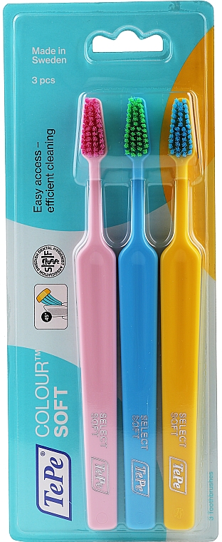 Zahnbürste weich Colour Soft rosa, hellblau, gelb 3 St. - TePe Colour Soft — Bild N1