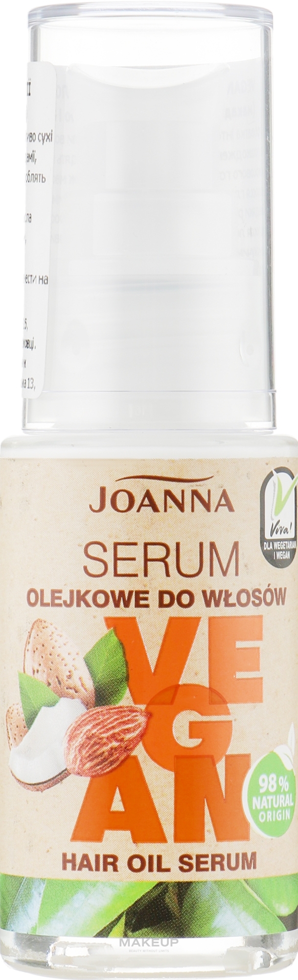 Pflegendes Haarserum mit Macadamia-, Kokos- und Mandelöl und Sheabutter - Joanna Vegan Hair Oil Serum — Bild 30 g
