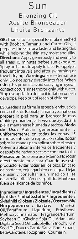 Bronzierspray-Öl - Farmasi Dr. C. Tuna Sun Bronzing Oil SPF6 — Bild N3