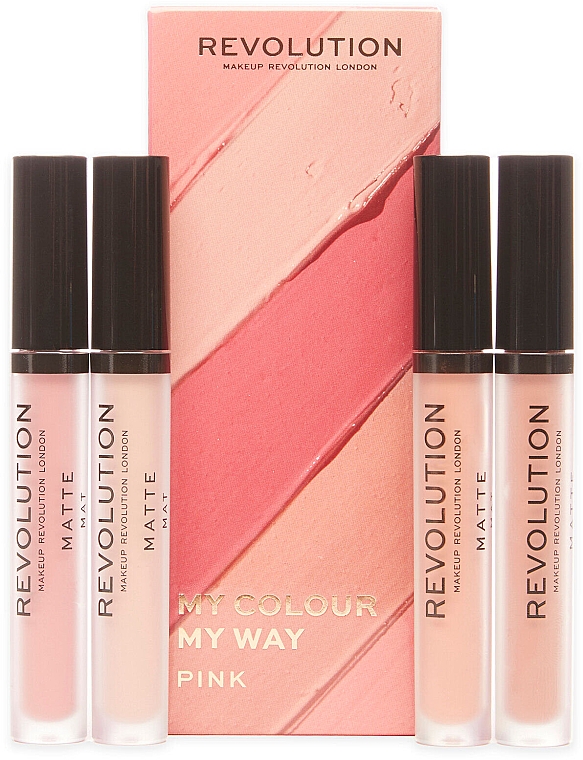Lippen-Make-up Set (Lippenstift 4x3ml) - Makeup Revolution My Colour My Way Pink Lipstick Set — Bild N1
