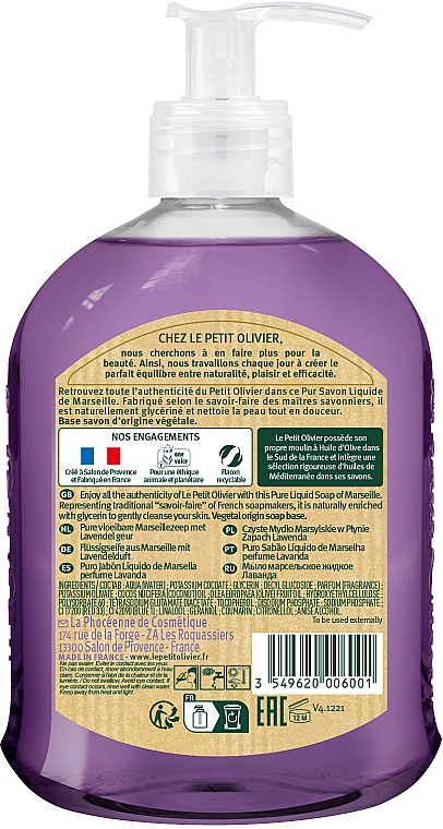 Flüssigseife mit Lavendelextrakt - Le Petit Olivier Pure liquid traditional Marseille soap Lavender — Bild N2