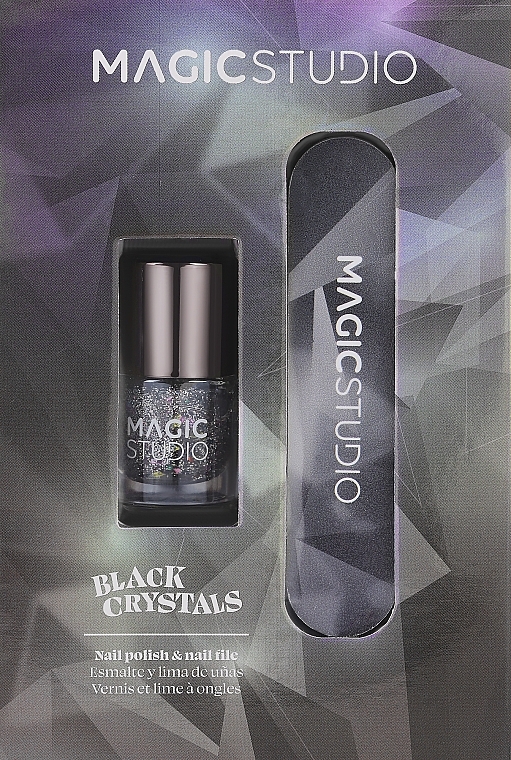 Nagelpflegeset - Magic Studio Black Crystal Mini Nail Set (Nagellack 3.2ml + Nagelfeile 2 St.) — Bild N1