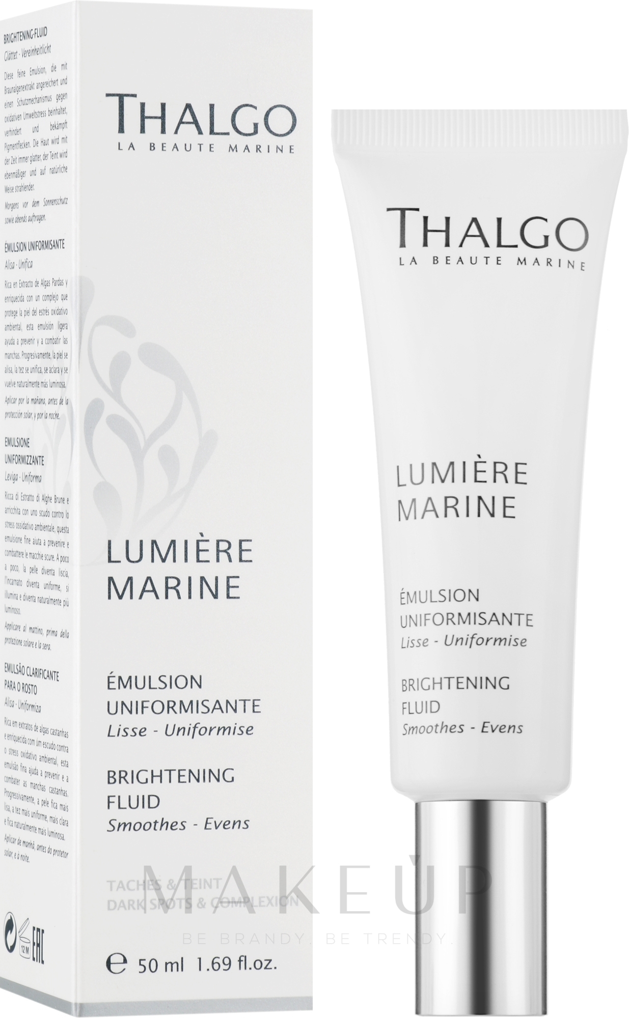 Aufhellende Gesichtsemulsion gegen Pigmentflecken mit Braunalgenextrakt - Thalgo Lumiere Marine Brightening Fluid — Bild 50 ml
