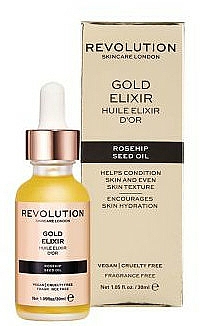 Pflegendes Gesichtselixier mit Hagebuttenkernöl - Makeup Revolution Rosehip Seed Oil Gold Elixir — Bild N1
