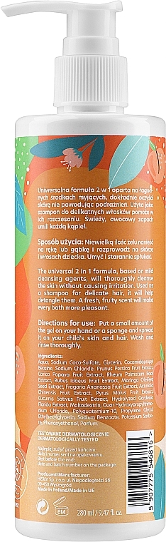 2in1 Baby-Duschgel-Shampoo mit Pfirsich und Papaya - HiSkin Kids — Bild N4