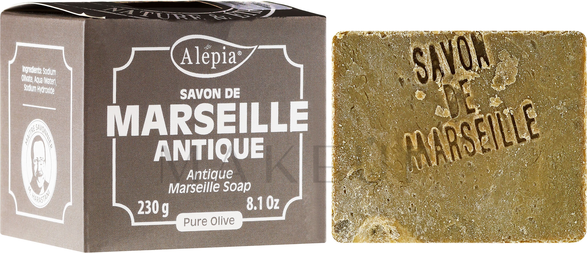 Marseiller Seife mit Olivenöl - Alepia Soap — Bild 230 g