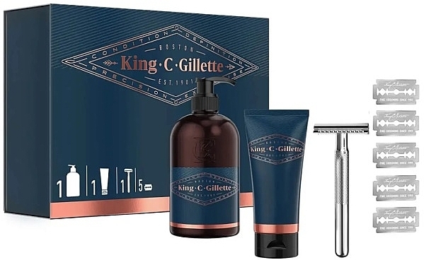 Set - Gillette King C. (sh/gel/350ml + shav/gel/150ml + razor/1pcs + razors/5pcs) — Bild N2