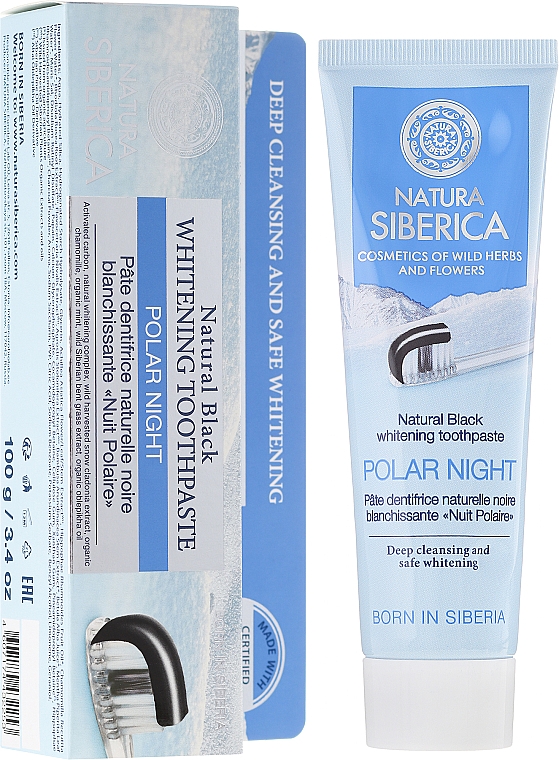 Fluoridfreie natürliche aufhellende und tief reinigende Zahnpasta mit Aktivkohle - Natura Siberica Toothpaste Polar Night