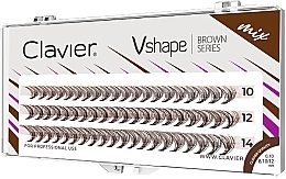 Künstliche Wimpern braun 10, 12, 14 mm C-Kurve 10D - Clavier Vshape Brown Series Mix  — Bild N1