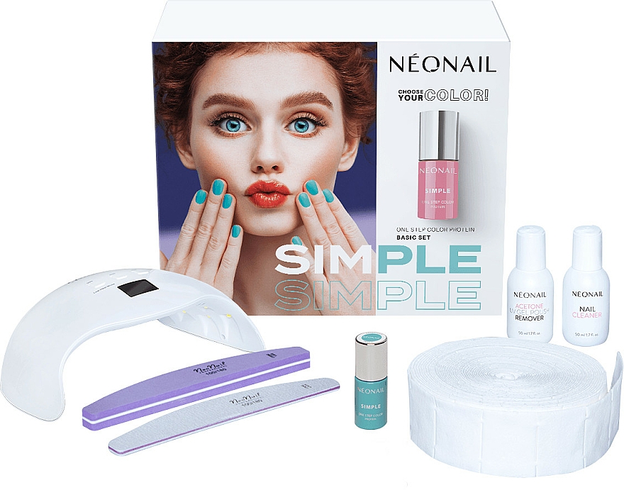 Set - NeoNail Professional Simple One Step Basic Starter Set (n/polish/7.2g + lamp + n/cln/50ml + rem/50ml + accessories) — Bild N1