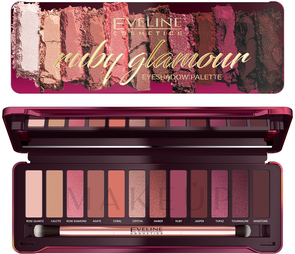 Lidschatten-Palette - Eveline Cosmetics Ruby Glamour Eyeshadow Palette — Bild 12 g