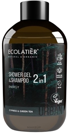 Energiespendendes 2in1 Shampoo und Duschgel für Männer mit Zypresse und weißem Tee - Ecolatier Urban Energy — Bild 600 ml
