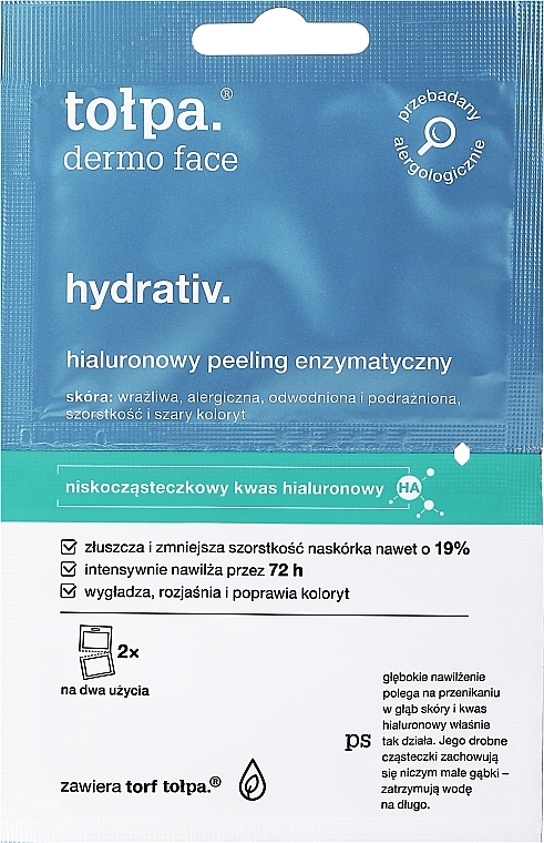 Hydro-Enzym-Peelingmaske für Gesicht, Hals und Dekolleté - Tolpa Dermo Face Hydrativ Moisturizing Mask-Peeling Removes — Bild N1