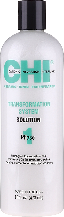 Glättende Behandlung für hellergefärbtes, poröses und feines Haar Phase 1, Formel C - CHI Transformation Solution Formula C — Bild N1