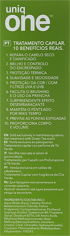 Spraymaske für trockenes und geschädigtes Haar mit grünem Teeduft - Revlon Professional Uniq One Green Tea Scent Hair Treatment — Bild N3