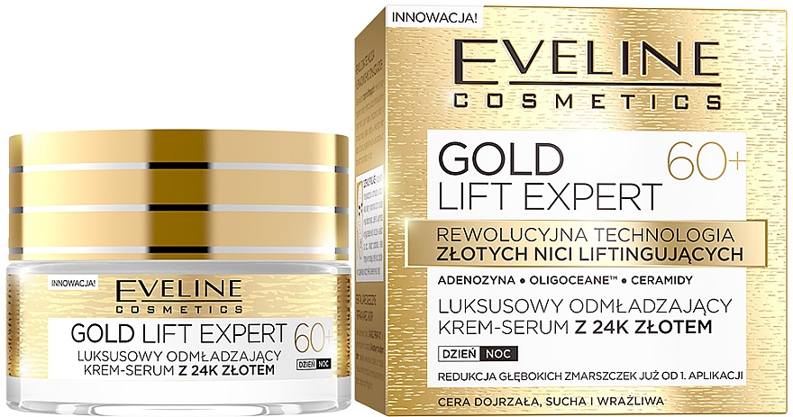 Verjüngende und pflegende Gesichtscreme für Tag und Nacht 60+ - Eveline Cosmetics Gold Lift Expert — Bild N1