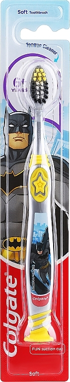 Kinderzahnbürste 6+ Jahre weich Batman grau-gelb - Colgate Smiles Toothbrush — Bild N1