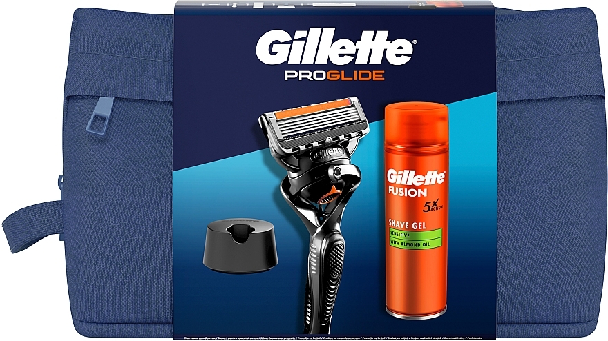 Gesichtspflegeset - Gillete Proglide (Duschgel 200ml + Rasierer 1 St. + Kosmetiktasche + Zubehör 1 St.) — Bild N1