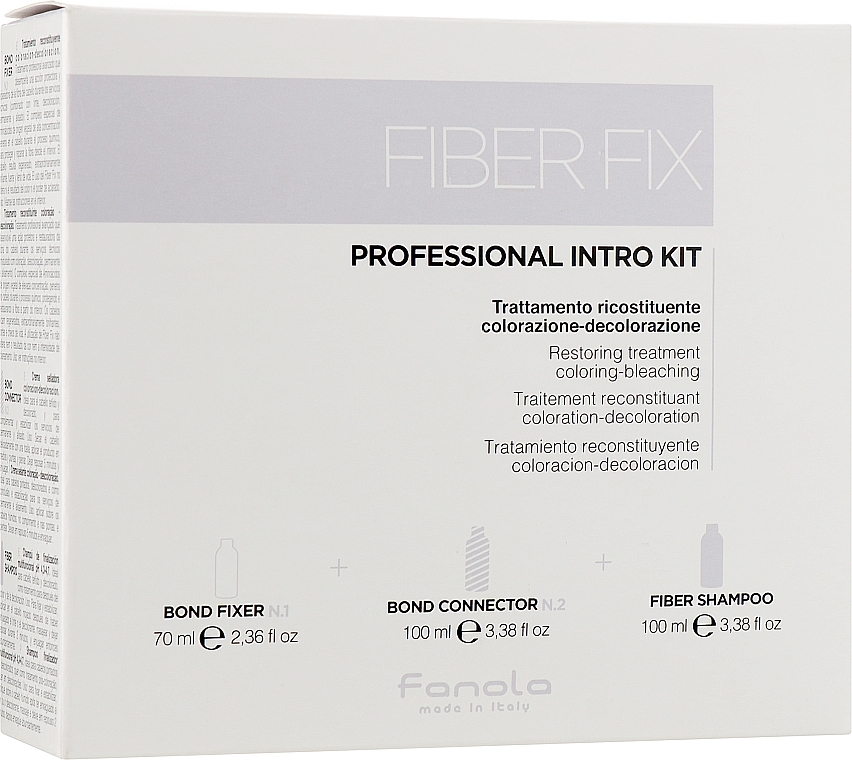 Haarpflegeset - Fanola Fiberfix Kit (Shampoo 100ml + Haarcreme 100ml + Haarcreme 70ml) — Bild N1
