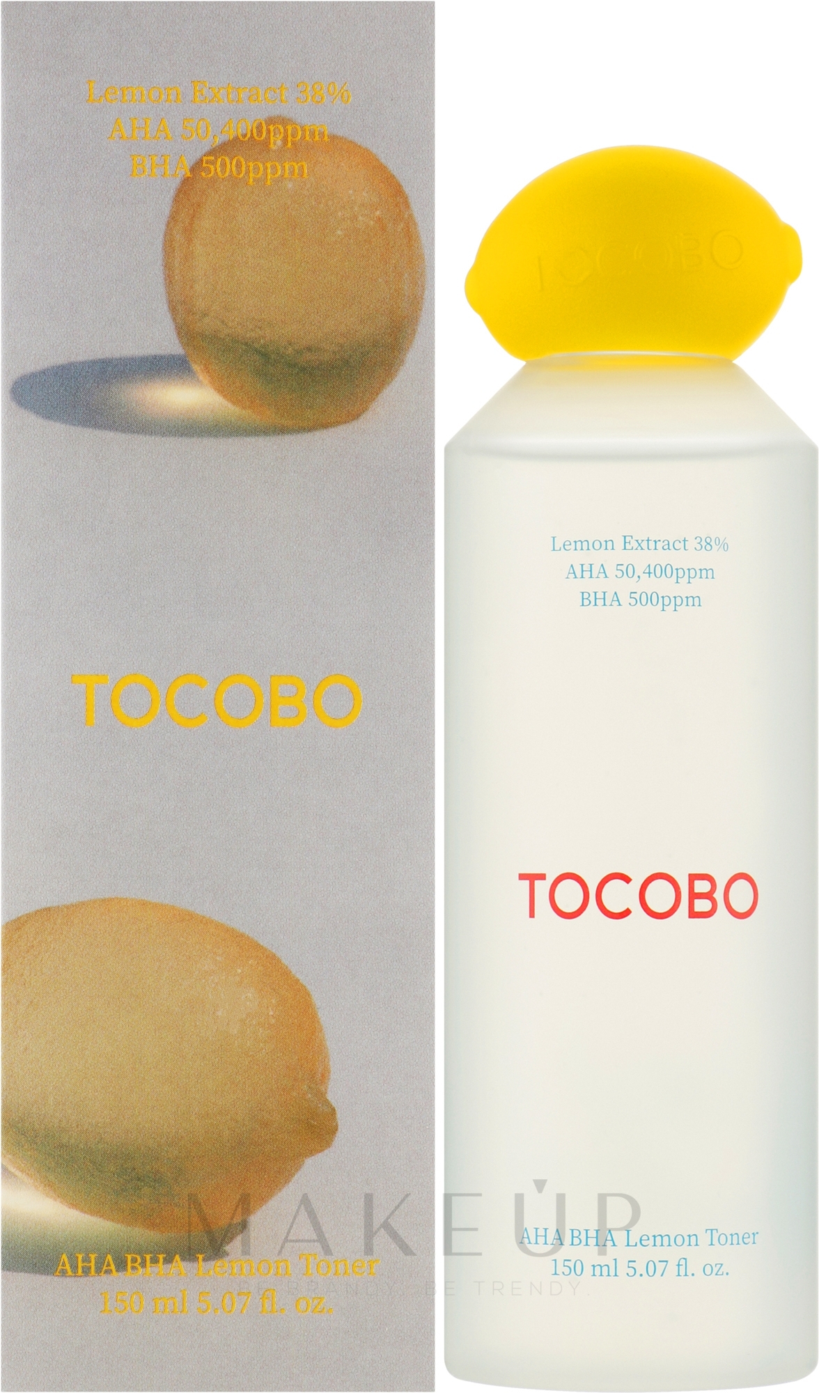 Zitronentoner mit AHA- und BHA-Säuren und Vitamin C - Tocobo AHA BHA Lemon Toner — Bild 150 ml
