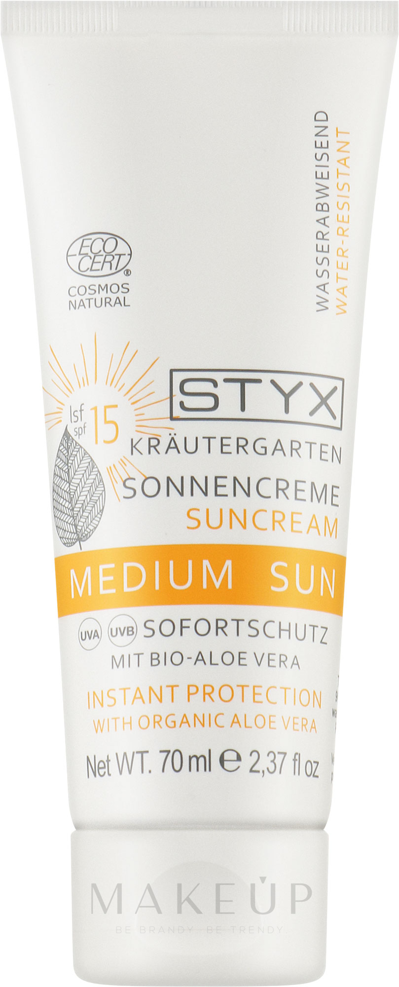 Sonnenschutzcreme für das Gesicht mit Bio Aloe Vera SPF 15 - Styx Naturcosmetic Sun Cream SPF 15 — Bild 70 ml