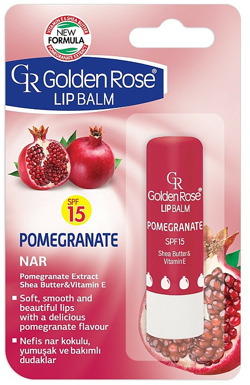 Lippenbalsam - Golden Rose Lip Balm Pomegranate SPF15