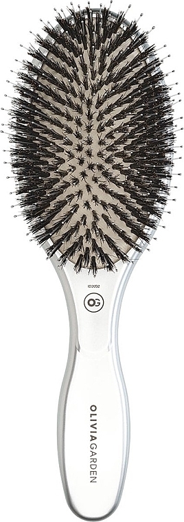 Haarbürste - Olivia Garden Expert Care Oval Boar&Nylon Bristles Silver — Bild N1