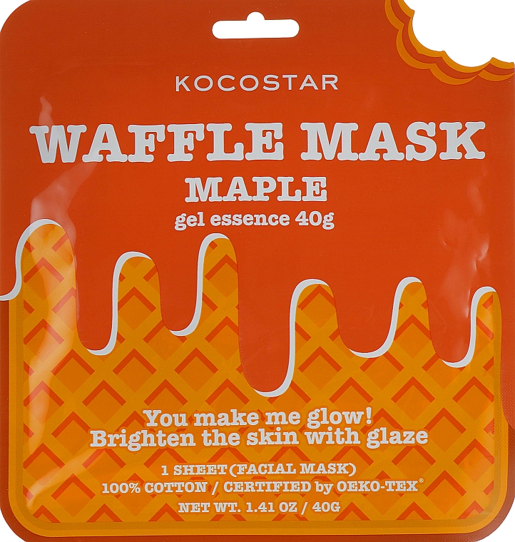 Revitalisierende und feuchtigkeitsspendende Waffel-Tuchmaske mit Zuckerahorn-Extrakt für strahlende Gesichtshaut - Kocostar Maple Waffle Mask