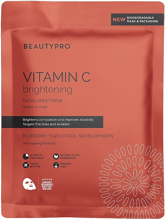 Aufhellende Gesichtsmaske mit Kollagen und Vitamin C - BeautyPro Collagen Mask Brightening Vitamin C — Bild N1