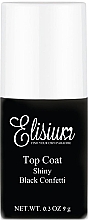 Nagelüberlack - Elisium Top Coat Shiny Black Confetti — Bild N1