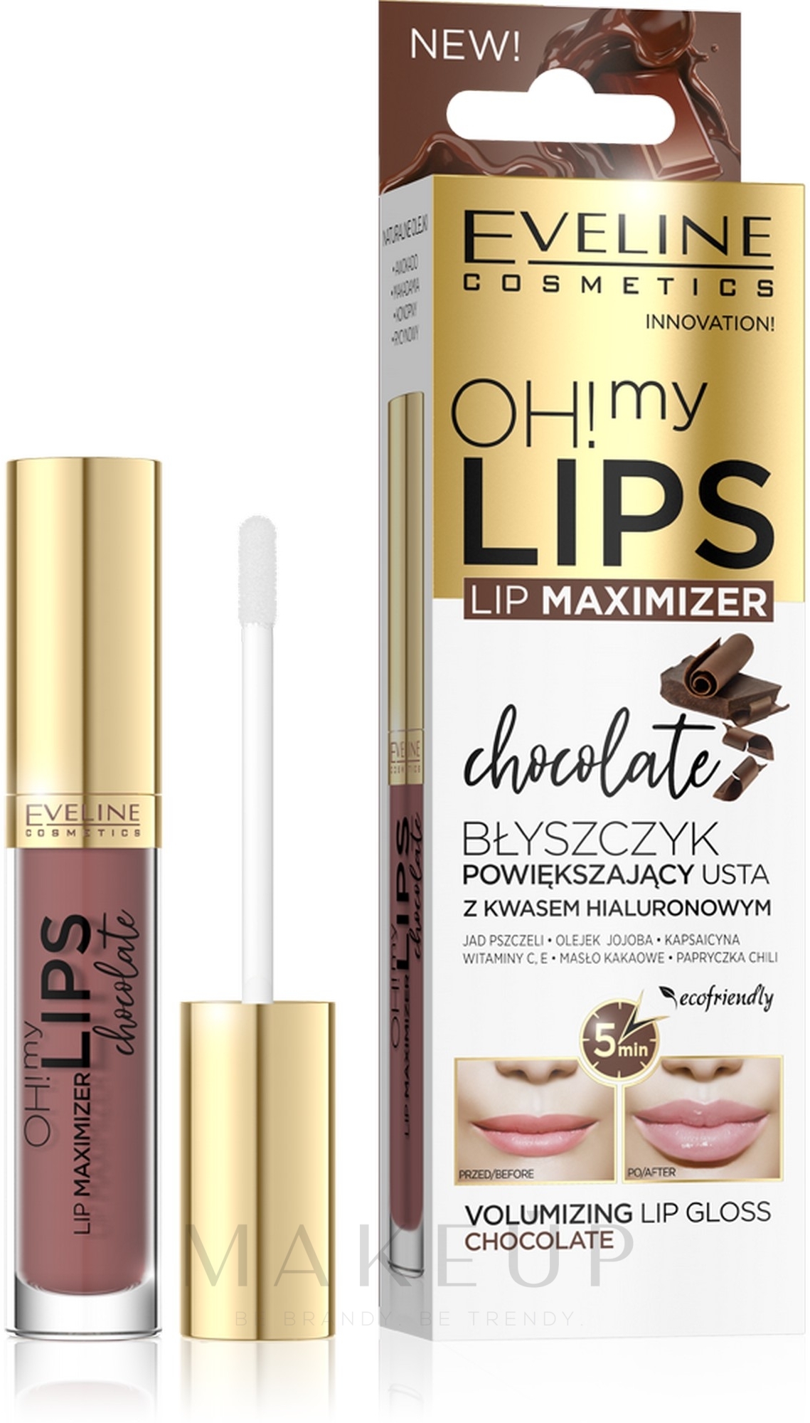 Lipgloss Schokolade - Eveline Cosmetics OH! My Lips Lip Maximizer Chocolate — Bild 4.5 ml