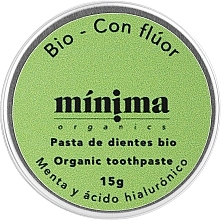 Zahnpasta mit Minze und Hyaluronsäure mit Fluorid 15 g - Minima Organics Natural Toothpaste Mint With Fluoride — Bild N1
