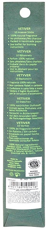 Räucherkegel Vetiver - Maroma Encens d'Auroville Stick Incense Vetiver — Bild N2