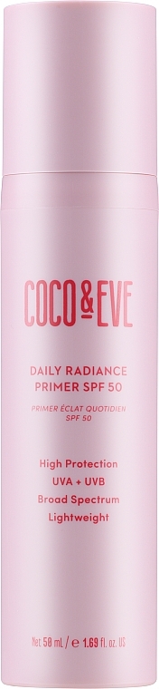 Sonnenschutzprimer für das Gesicht - Coco & Eve Daily Radiance Primer SPF 50 — Bild N1