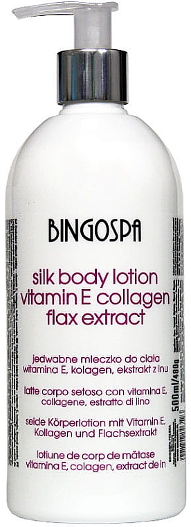 Seidenmilch für den Körper mit Flachs, Vitamin E und Kollagen - BingoSpa Silk Body Milk — Bild N1