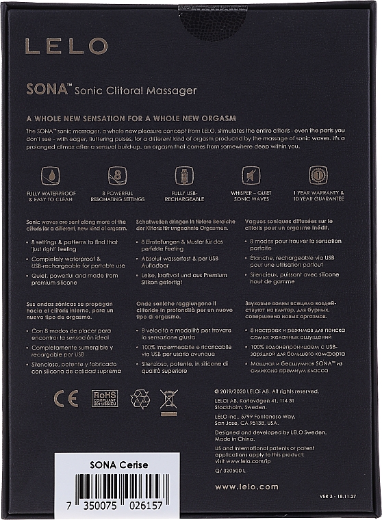 Sonic-Klitoris-Massagegerät mit Geschwindigkeitsregler kirschrot - Lelo Sona Sonic Clitoral Massager — Bild N2