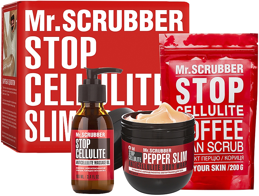 Pflegeset - Mr.Scrubber Stop Cellulite Body (oil/100ml + cr/hot/250g + scrub/200g) — Bild N1