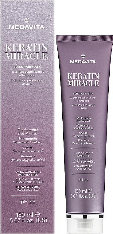 Ultra-glättende Haarmaske mit Seideneffekt - Medavita Keratin Miracle Sleek Hair Mask — Bild N2