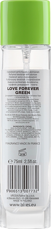 Bi-Es Love Forever Green - Parfümiertes Körperspray — Bild N2