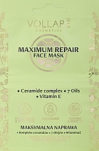 Düfte, Parfümerie und Kosmetik Regenerierende Tuchmaske mit Ceramiden - Vollare Maximum Repair Mask