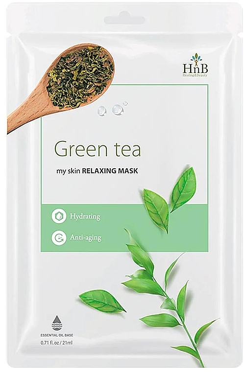 Tuchmaske für das Gesicht Grüner Tee - HnB My Skin Relaxing Mask Green Tea — Bild N1