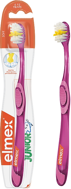 Kinderzahnbürste 6-12 Jahre weich rosa-lila - Elmex Junior Toothbrush — Bild N1