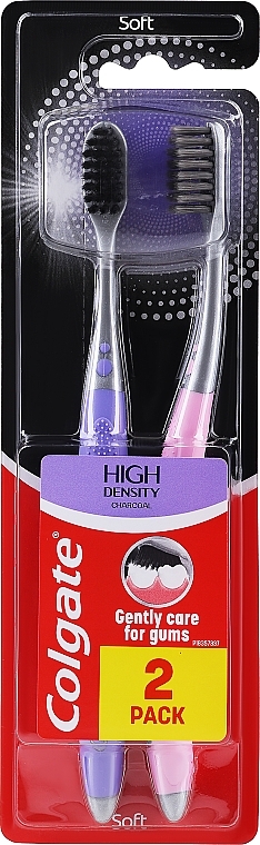 Zahnbürste weich High Density rosa, violet 2 St. - Colgate High Density Charcoal — Bild N1